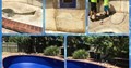 Grid of 5 photos of a pool liner replacement job by Donemans Pool Centre