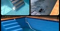 Three photos showing the pool renovation by Donemans Pool Centre