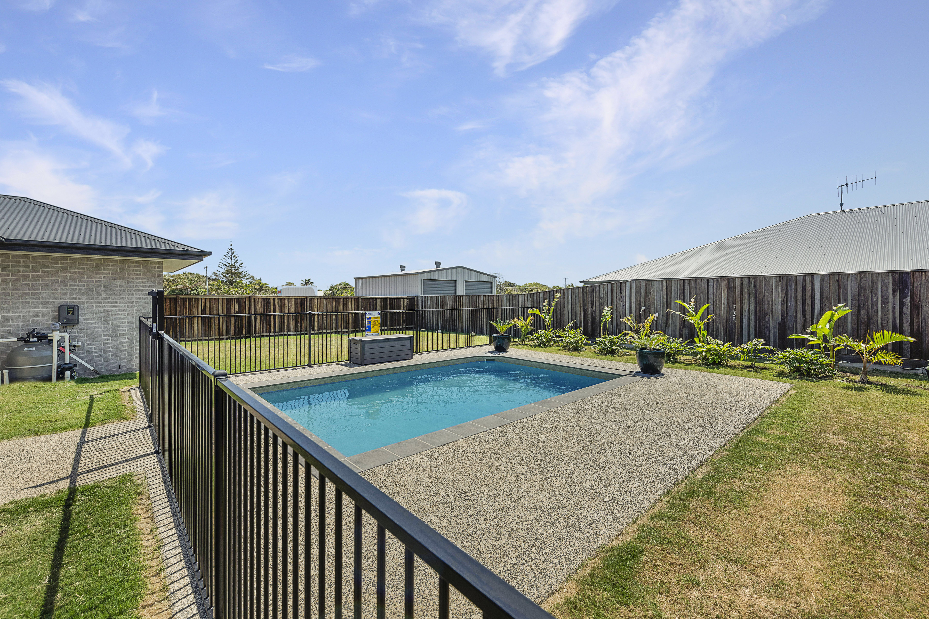 Side view of concrete pool