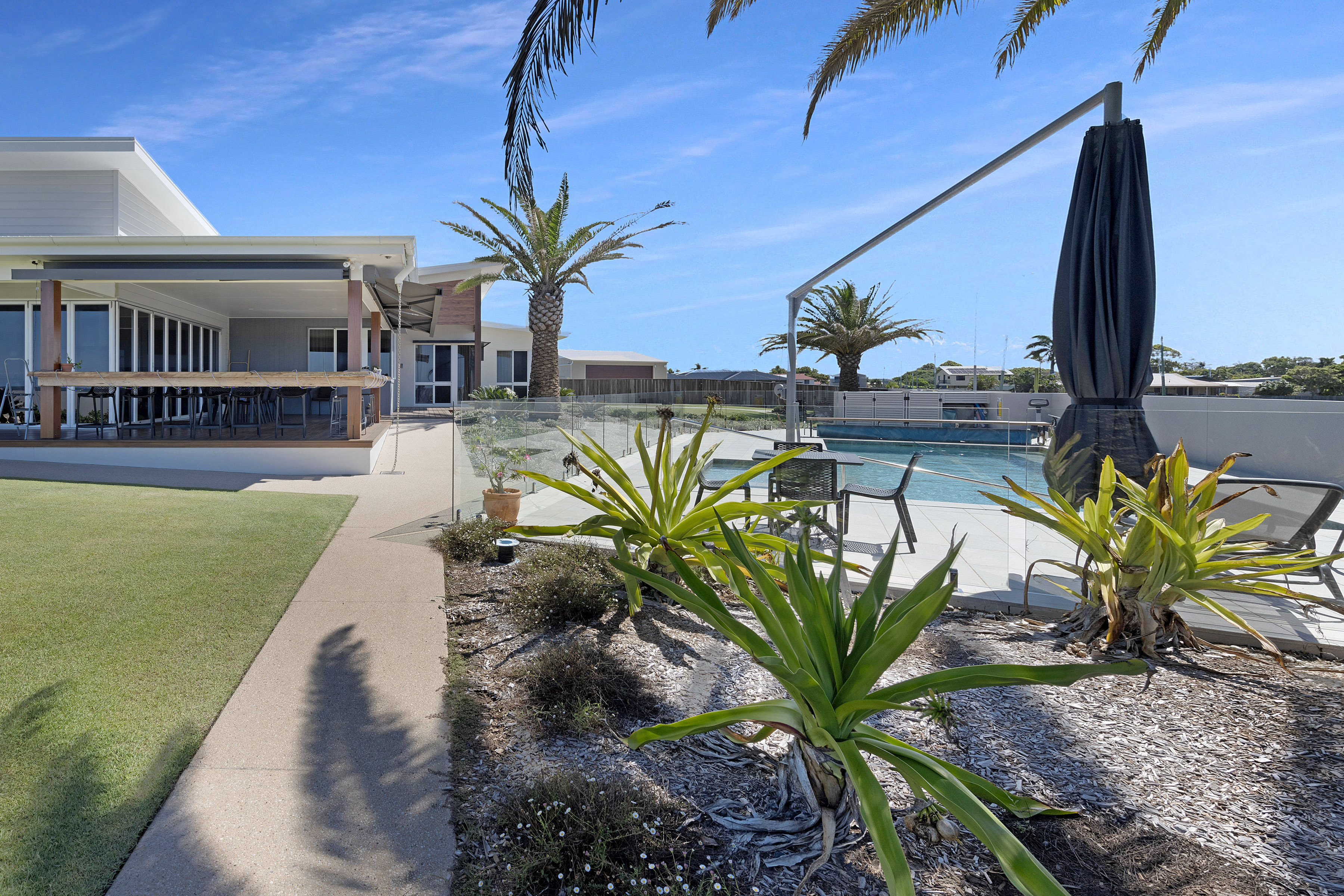 Dryden pool with trees and shade