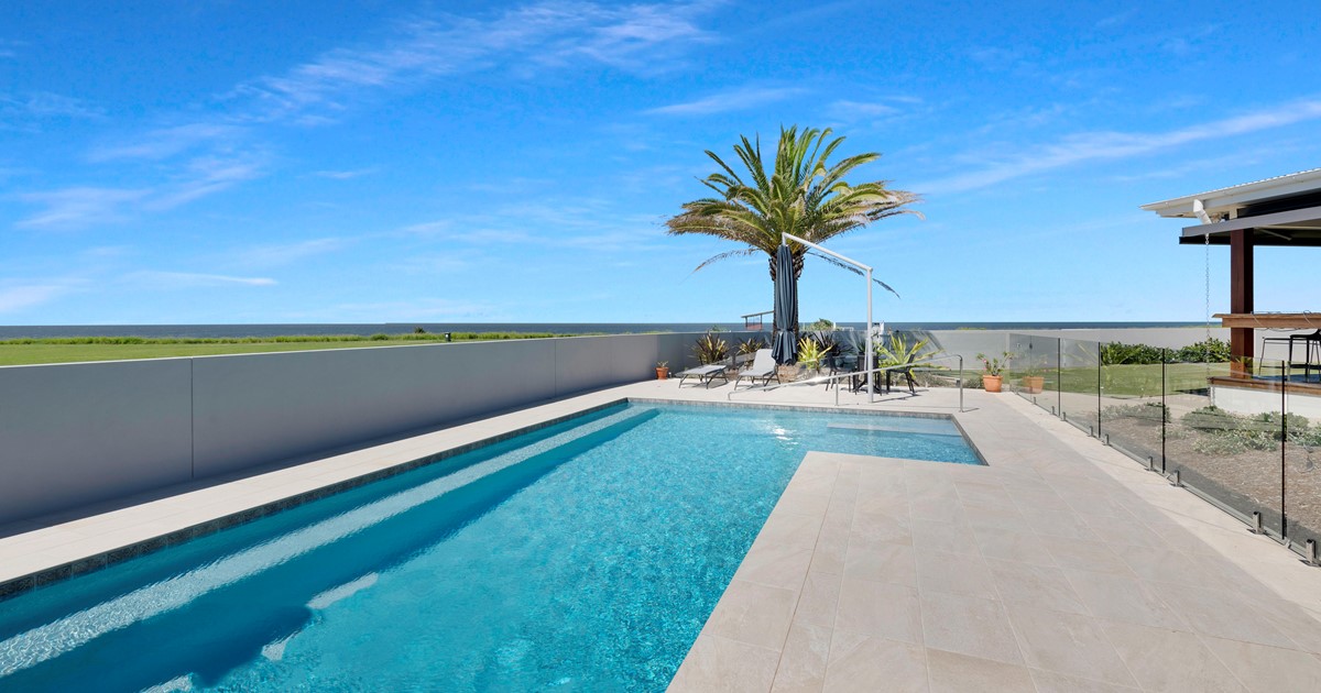 Dryden pool with big blue sky
